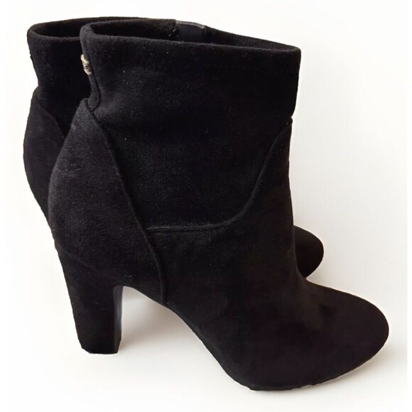 Sam Edelman Booties Women's Size 7M SIA Black Suede Rounded Toe‎ Heeled - Picture 1 of 10